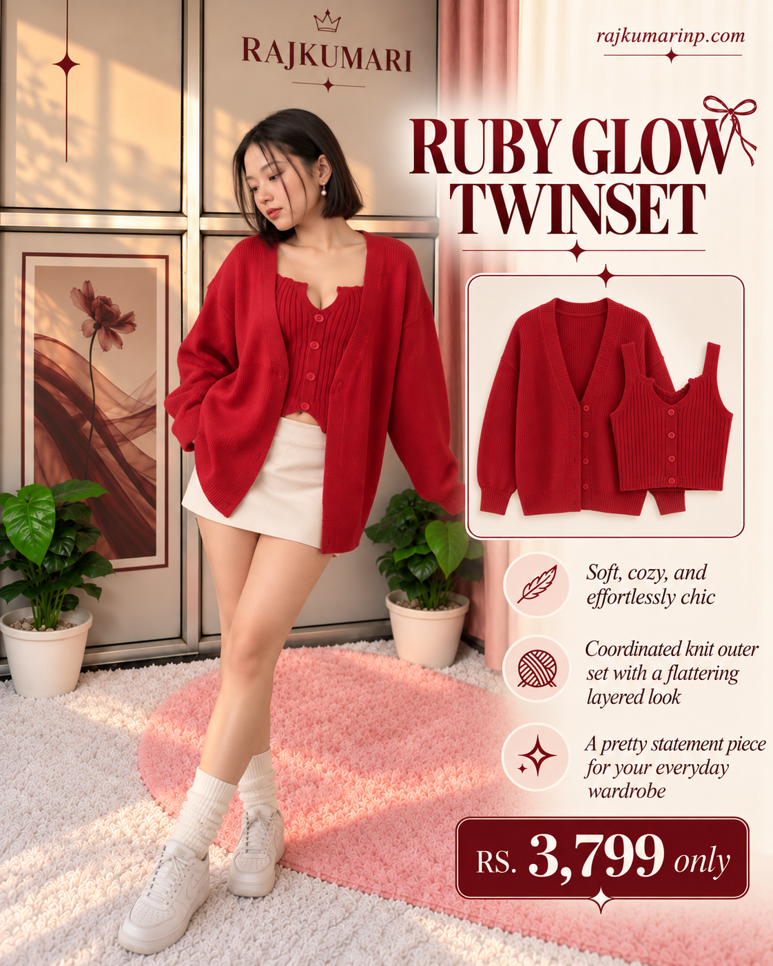 Ruby Glow Twinset — Red