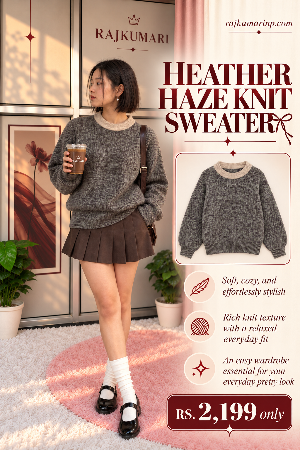 Heather Haze Knit Sweater — Grey